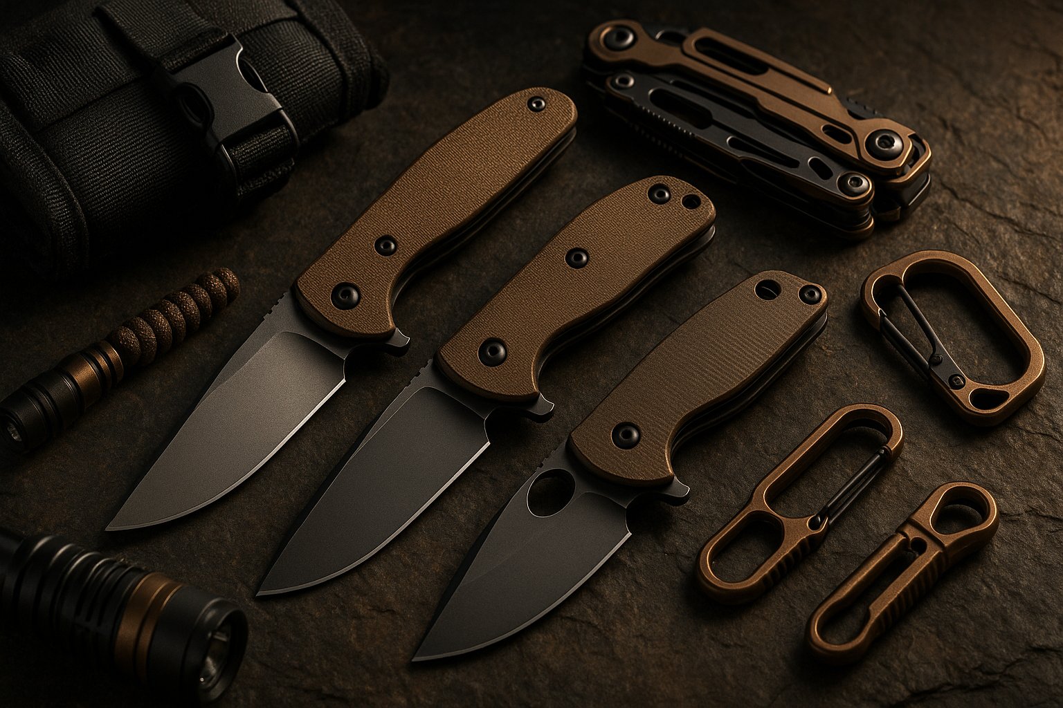Overlevingsgereedschap voor wandeltochten met etui